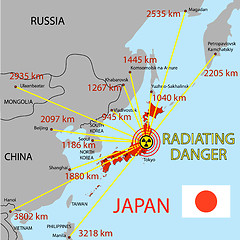 Image showing Japan map with danger on an atomic power station