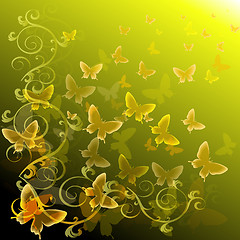 Image showing Abstract colourful background with butterflies