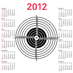 Image showing calendar with target for shooting practice at a shooting range w