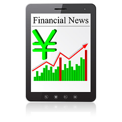 Image showing Financial News yena on Tablet PC. Isolated on white.