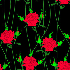 Image showing Seamless  background with flower roses. 