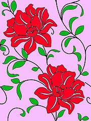 Image showing Seamless wallpaper  a seam with flower and leaves 