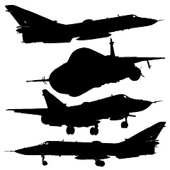 Image showing military combat airplane silhouettes set