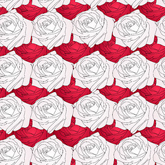 Image showing Seamless  background with flower roses. 