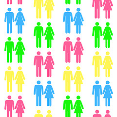 Image showing Seamless pattern with silhouettes of the person of different col