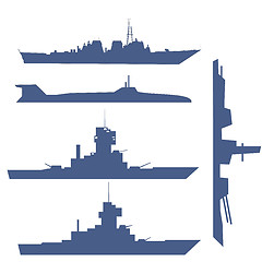Image showing illustration with four ship silhouette collection