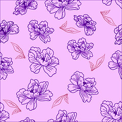 Image showing Seamless wallpaper  a seam with flower and leaves 