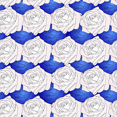 Image showing Seamless  background with flower roses. 