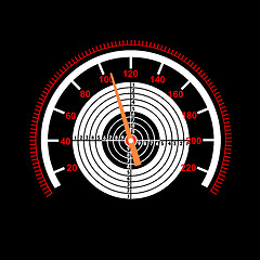 Image showing Car speedometer with a target in the middle.