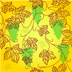 Image showing Seamless Wallpaper with floral ornament with leafs and grapes 