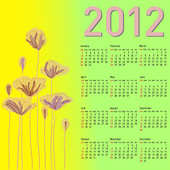 Image showing Stylish calendar with flowers for 2012. 