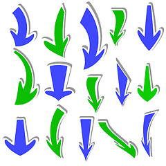 Image showing Arrows stickers different colors and shapes. Vector.