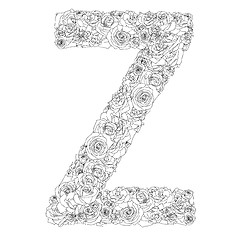 Image showing Flower alphabet of red roses, characters Z