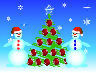 Image showing Two snowmen a vector