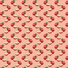 Image showing Seamless pattern with apples on the green background