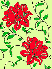 Image showing Seamless wallpaper  a seam with flower and leaves 