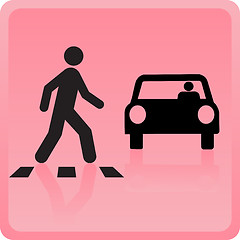 Image showing The icon the person crosses road and the car drops it