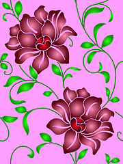 Image showing Seamless wallpaper  a seam with flower and leaves 