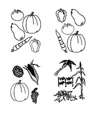 Image showing vector set - doodles - vegetables