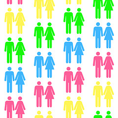 Image showing Seamless pattern with silhouettes of the person of different col