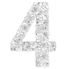 Image showing Flower alphabet of red roses, characters 4