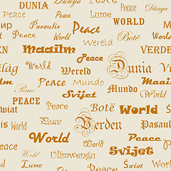 Image showing Peace . Seamless wallpaper with the word peace in different lang