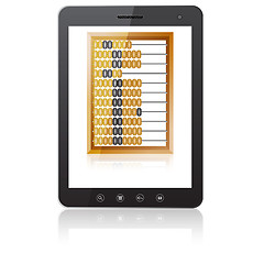 Image showing Black tablet PC computer  with abacus 