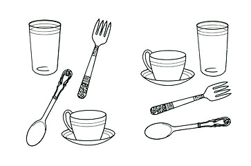 Image showing Set of tableware 