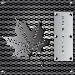 Image showing metal shield maple leaf  background with rivets