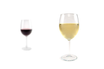 Image showing Glass of red and white wine on a white background