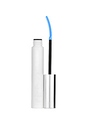 Image showing blue mascara for eyes isolated on the white background