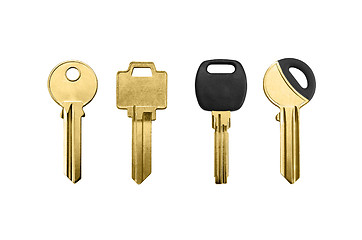 Image showing golden keys on white background