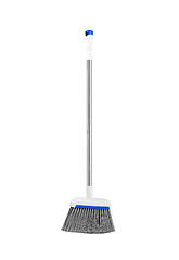 Image showing plastic gray broom isolated on white background.