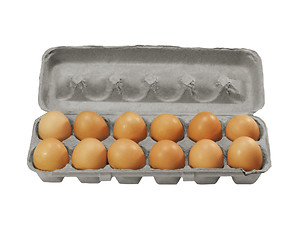Image showing brown eggs in a carton package