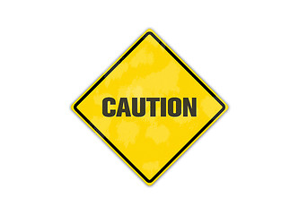 Image showing yellow caution traffic sign with copyspace for text message