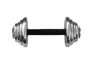 Image showing Chromed fitness exercise equipment dumbbell weight