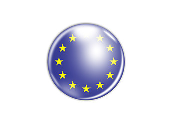 Image showing 3d rendering of a badge with the flag of Europe