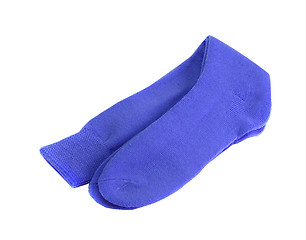 Image showing Pair of purple male socks on white background