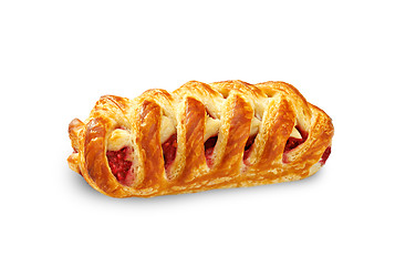 Image showing An apple strudel on a white background