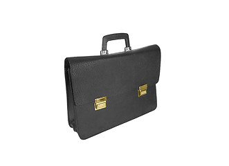 Image showing Black business briefcase isolated on white background.