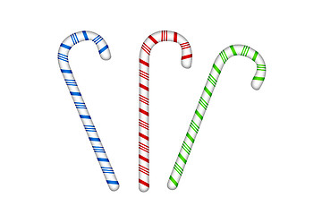 Image showing three colored candy cane isolated