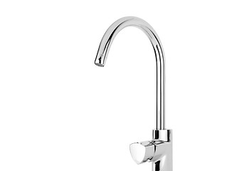 Image showing Modern stainless steel tap. Isolated on white background.