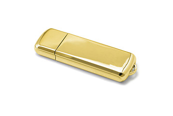 Image showing gold USB flash drive on white