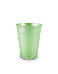 Image showing green plastic glass on a white background