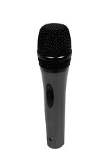 Image showing big black microphone on a white background