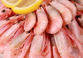 Image showing shrimp with lemon close up