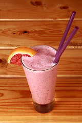 Image showing milkshake on wooden background