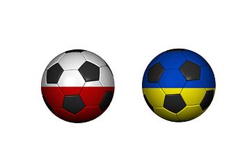 Image showing Football (soccer ball) covered with the Polish flag and USA