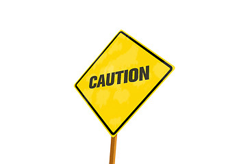 Image showing yellow caution traffic sign with copyspace for text message