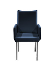 Image showing blue leather Armchair isolated on white with a drop shadow.